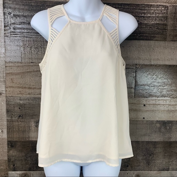 Colton Candy Tops - Colton Candy Creamy White Tank with Cut Out Strappy Detail Size Small
